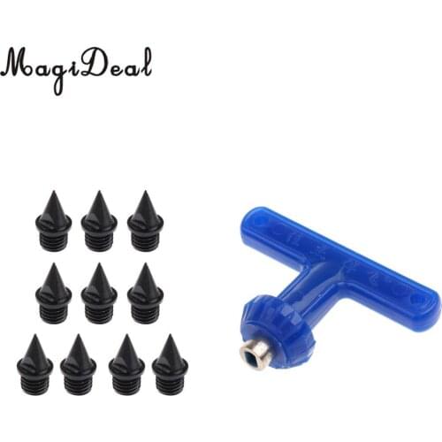 MagiDeal 10pcs Carbon Steel Track Spikes Replacement with T Handle Spikes Cleats Removing Tool Men Women Outdoor Running