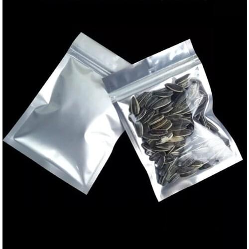 100Pcs/lot Clear Aluminum Foil Bag Self Seal Zipper Ziplock Packing Food Bag Retail Display Baking Biscuit Packaging Bag Pouch