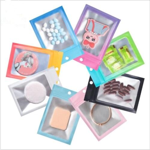 100pcs Small Zip Lock Plastic Bag Jewelry Packaging Pouch One side Clear Earring Hair Clip Storage Sealed Bag