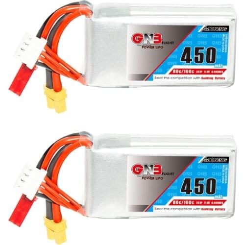 2PCS Gaoneng GNB 450mAh 11.1V 80C/160C 3S Lipo battery JST XT30 Plug for Lizard95 Torrent 110 FPV Racing Drone RC Quadcopter