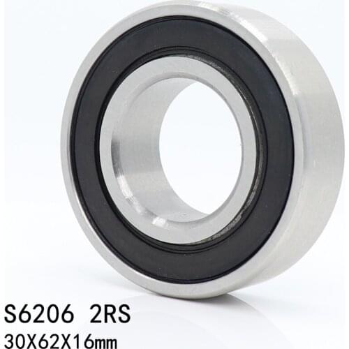 2PCS S6206RS Bearing 30*62*16 mm ABEC-3 440C Stainless Steel S 6206RS Ball Bearings 6206 Stainless Steel Ball Bearing
