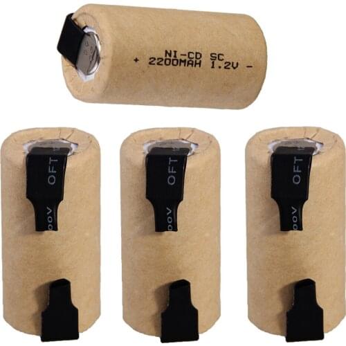 24 pieces SC batteries 2200mah 1.2v subc nicd battery random color