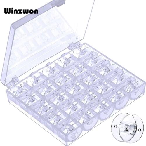 25Pcs Clear Bobbin Sewing Machine Bobbins Spools With Storage Box For Brother Singer Janome Kenmore Sewing Machine Accessories