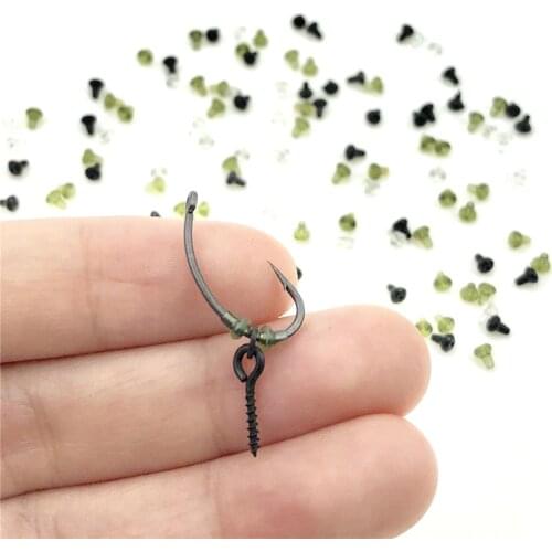 50PCS Carp fishing hook stoper hook beads holder Rubber plastic pop up rig Shank Beads accessories of fishing Clear Black Green
