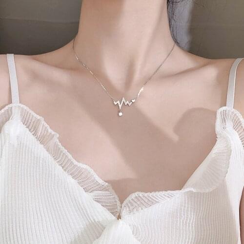 S925 Silver Sterling Necklace For Women Rose Gold Zircon Flashing Design Simple Temperament Clavicle Chain Female Luxury INEFFA