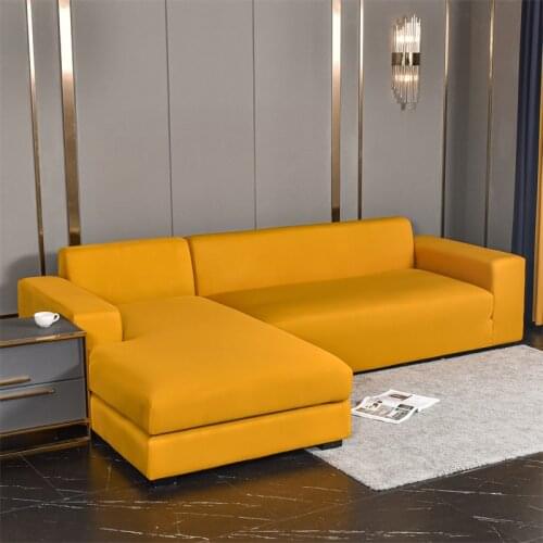 Stretch Sectional Sofa Covers for Living Room Elastic Spandex Couch Cover Solid Color Corner L-Shape Chaise Longuer Slipcovers