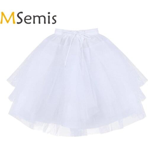 Kids Girls Ballet Petticoat 3 Layers Net Petticoat Underskirt Crinoline Slip for Flower Girls Wedding Dress Ballet Dress