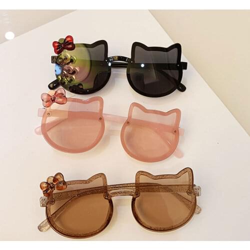 Children Travel UV400 Protection Sunglasses Vintage Kids Sunglasses Boys Girls Fashion Cute Cat Frame Eyewear Beach Outdoors
