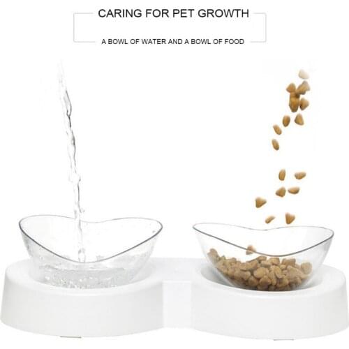 Eating Drinking Cat Bowl Pet 360 Degree Rotation Protection Cervical Spine Double Dog Bowls With Raised Stand Pet Accessories