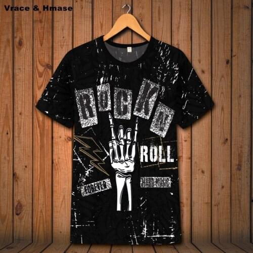 Punk style rock creative printing hio hop oversized short-sleeved t shirt Summer 2018 quality soft comfortable t shirt men S-6XL