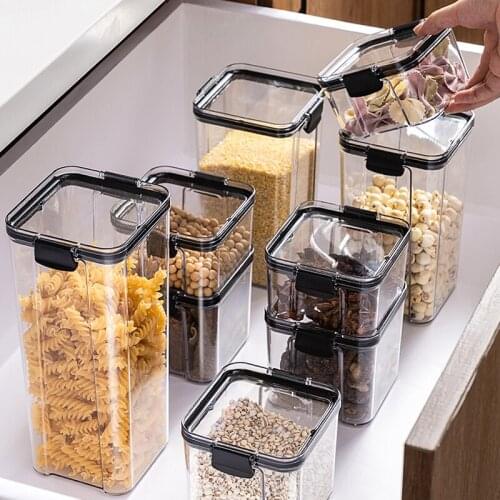 Airtight cans for whole grains kitchen storage food grade transparent plastic cans box snacks dry goods tea storage cans