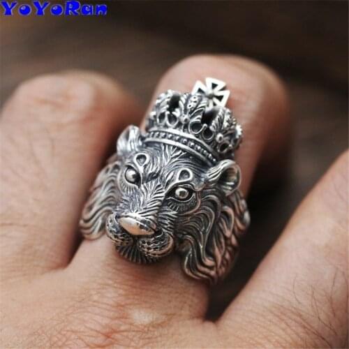 12pc Man Lion King cross finger rings jewelry vintage animal Leo cartoon ring boy rock party street metal ring gift