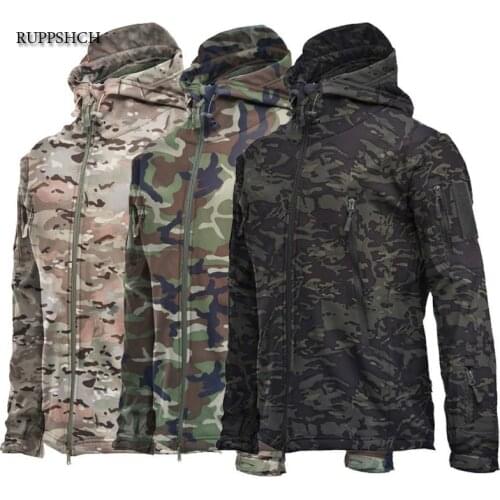 Military Shark Skin Soft Shell Jacket Men Outdoor Tactical Waterproof Jacket Men Army Combat Jacket Hooded Bomber Jacket
