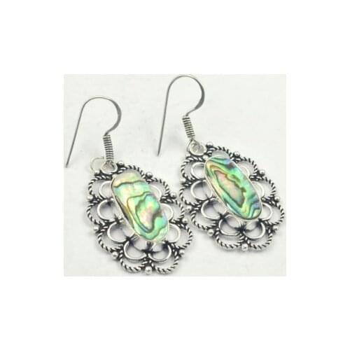 Abalone Shell , Silver Overlay on Copper Earrings , 53 mm , E3343