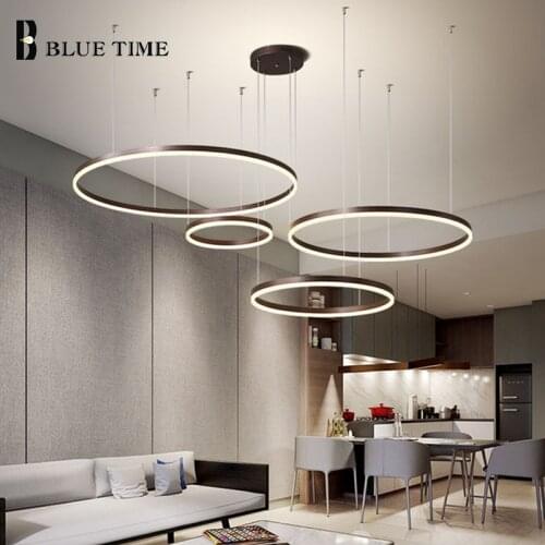 Minimalist LED Pendant Light for Living Room Dining Room Kitchen Decor Hanging Chandeliers Lighting Circle Rings Pendant Lights