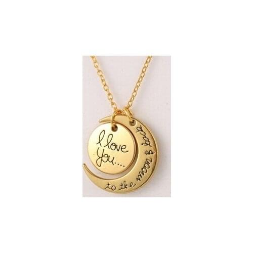 Fashion accessories jewelry New l love you moon pendant necklace gift for women girl wholesale
