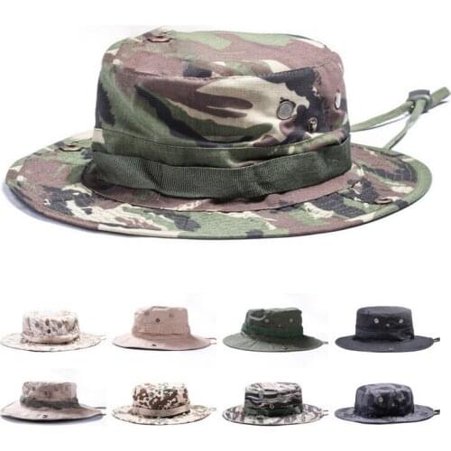 Male Outdoor Climbing Fishing Ride Camouflage Round Hat Military Camouflage Fisherman Hat Tactical Camouflage Bennie Hat