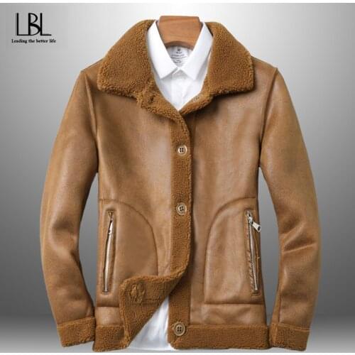 Mens Winter Fleece Jacket Overcoats Man Casual Fur Collar Thick Warm Bomber Jackets Male Fashion Winderbreaker Outwear 2021 New