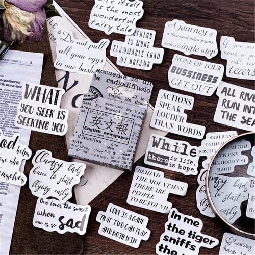 45pcs/pack English Newspaper Paper Stickers Set Decorative Stationery Stickers Scrapbooking DIY Diary Album Stick Lable