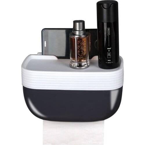 2020 New Double Layer Toilet Paper Holder Waterproof Storage Box Wall Mounted Toilet Roll Dispenser Portable Storage Shelf E0877