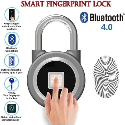 New Bluetooth Fingerprint Unlock Door Padlock Portable Smart Home Waterproof Keyless Lock USB APP Control Android IOS Phone