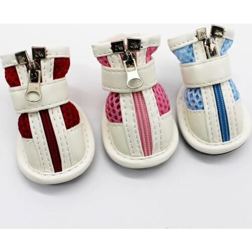 Shoes for Dogs Teddy Small Dog Pet Four Seasons Breathable Soft Sole Winter Universal Mesh Wear Resistant Zipper 4Pcs
