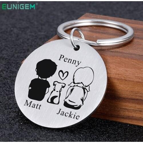 Personalized Valentines Day Gift Keychain Custom Name Car Keychain for Dog Friend Lovers Boyfriend Girlfriend Trendy Keyring