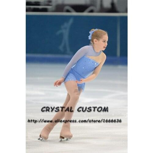 Custom Girls Figure Skating Competition Dresses Crystals Graceful New Brand Kids Ice Figure Skating Dresses DR3772