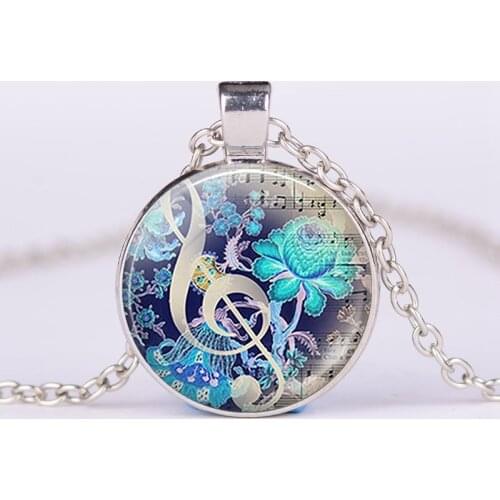 Music Charm Vintage Jewelry Music Notes Tibetan Silver Chain Pendant Necklace Musicians Christmas Gift