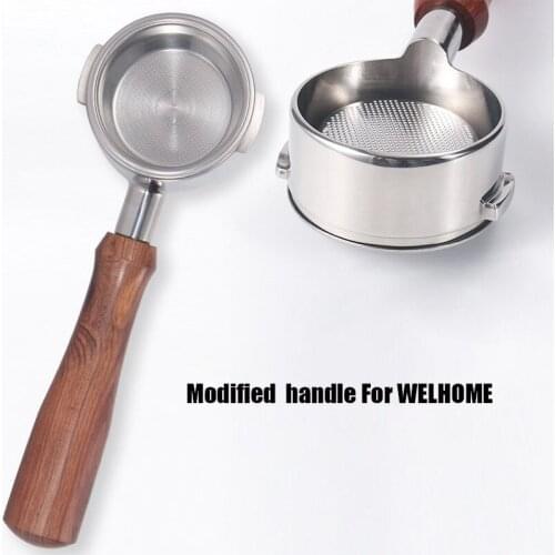 Portafilter 58MM Bottomless Coffee Handle Universal Stainless Steel Solid Coffee Machine Wooden Handle for WELHOME 310/210/410