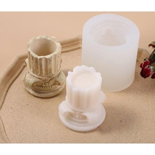 Roman Column Candle Mold Vintage Style Construction Shape Decorative Candle Silicone Molds Handmade Creative Wax Mold