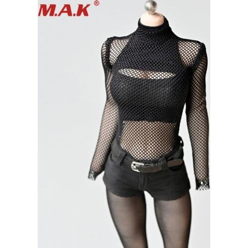 In stock 1/6 Scale Mesh T-shirt See-through Top Clothes Fit for 12" Female TBLeague Figure Toy