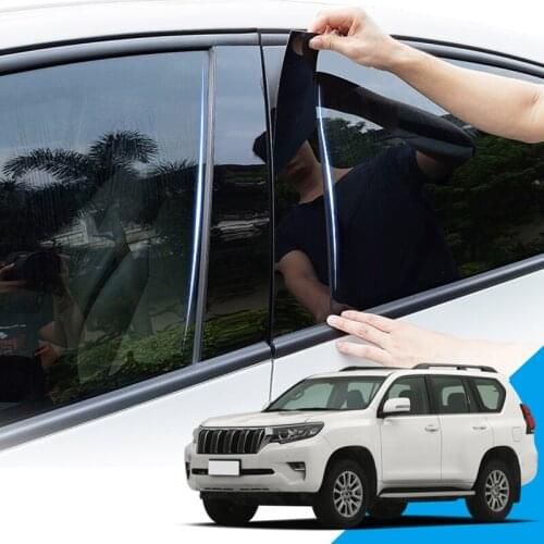 Car Styling PVC Car Window Pillar Trim Sticker Middle BC Column Stickers External Auto Accessories For Toyota Prado 2010-2020