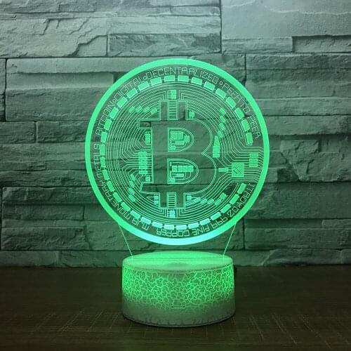 Bitcoin Led 3d Night Light Room Decorative Touch Sensor 7 Color Changing Battery Powered Table Lamp Kids Gift
