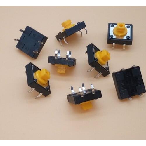 20PCS 12x12x7.3mm Tactile Switches Yellow Square Push Button Tact Switch 12*12*7.3 mm Micro Switches