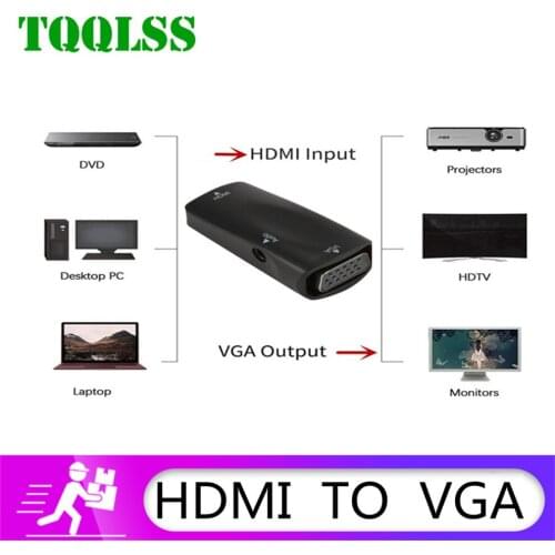 TQQLSS HDMI-Female Compatible VGA Female adapter HD 1080p audio cable converter with 3.5-inch laptop or tablet HDTV