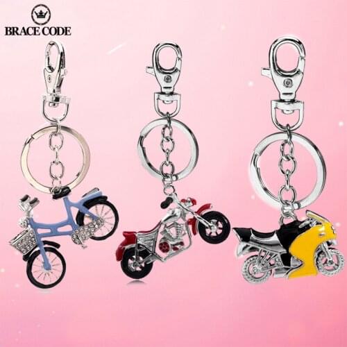 Exquisite Gift Crystal Rhinestones Cute Bicycle Motorcycle key Chain Female Bag Pendant key Chain Jewelry