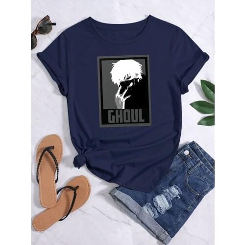 Anime Tokyo Ghoul Printing Women t-Shirts Spring Summer Retro Clothing Oversize o-Neck t Shirt Cool Style Loose Female Tshirts