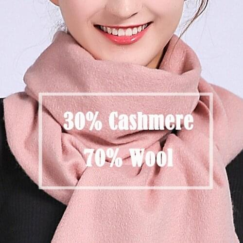 Women Winter Cashmere Scarf New Brand 2021 Echarpe Wraps for Ladies Tassel Solid Pink Foulard Femme Vintage Warm Wool Scarves