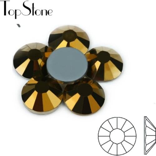 Gold Hematite HotFix Rhinestones ss6 8 10 12 16 20 30 Iron On Flatback Hot Fix Rhinestones Flat Back Crystals For Luxury Dress