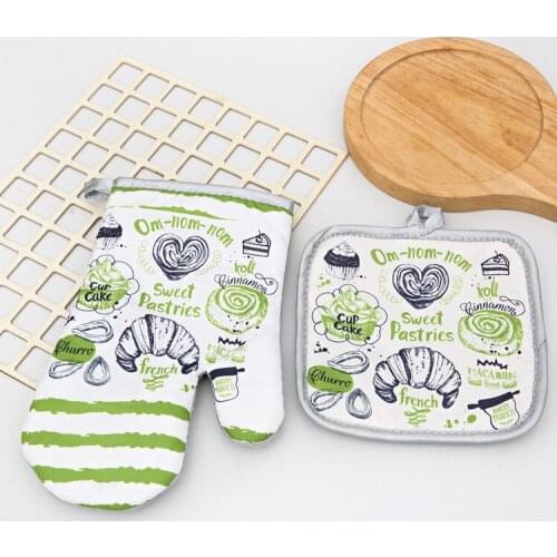 2Pcs Microwave Oven Glove Heat Insulation Pad Set, Thickened Anti-scald High Temperature Oven Gloves, Kitchen Baking Tools