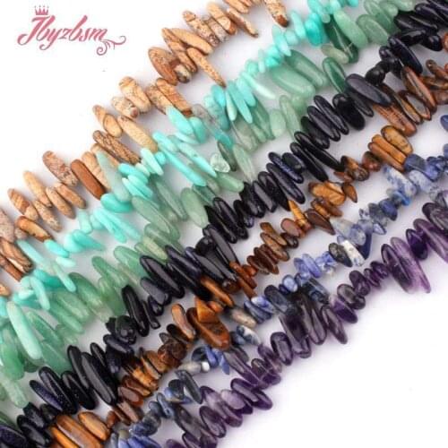 10-13x15-18MM Stick Irregular Amazonite.Quartz.Tiger Eye.Kyanite Spacer Loose Beads Natural Stone Beads For Necklace Jewelry 15"