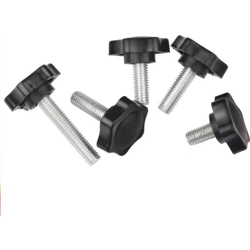 10pcs/Set M4 M5 M6 Male Thread Star Shaped Head Clamping Nuts Knob For Industry Equipment Plastic Carbon Steel Galvanization