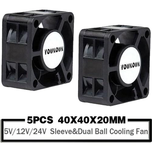 5PCS 40mm 24V 12V 5V 4020 Mini Computer Case Cooling Fan Ball Bearing Sleeve Bearing 2Pin 4cm 40x40x20mm