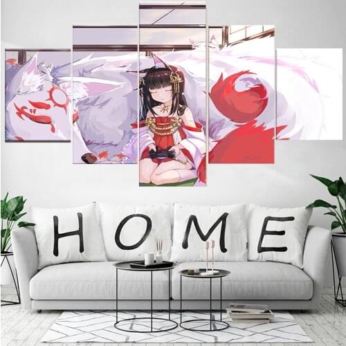 5 Pieces Wall Art Canvas Painting Modern Anime Poster For Girl Room Bedroom Home For Decoration Modular Framework Pictures