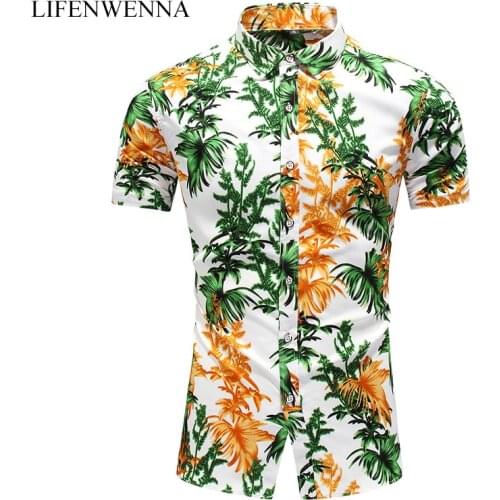 5XL 6XL 7XL Shirt Men 2021 Summer New Fashion Leaves Print Short Sleeve Shirts Men Casual Holiday Plus Size Beach Hawaiian Shirt
