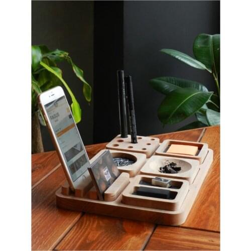 Arayende Desk OrganizerMulti-function Wooden Desktop Pen Holder Office School Stationery Storage Stand Desk Pen Pencil Phone