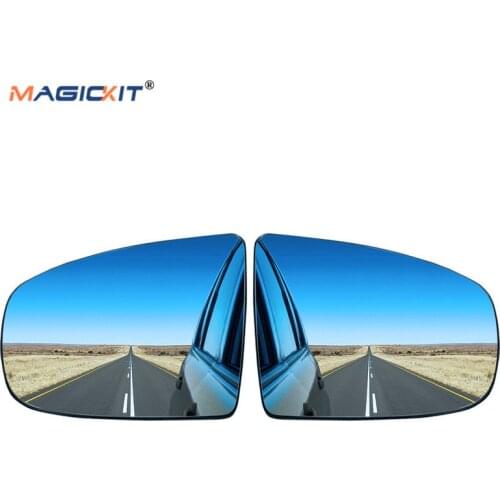 MagicKit Car Blue Left Right Wing Heated Side Mirror Glass Rearview For BMW X5 X6 E70 E71 E72 2008-2014 51167174981 51167174982