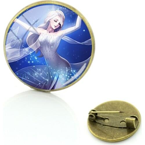 Disney Aesthetic Princess Aisha Retro Boutique Brooch Animation Fashion Pin Round Glass Exquisite Animation Character Jewelry