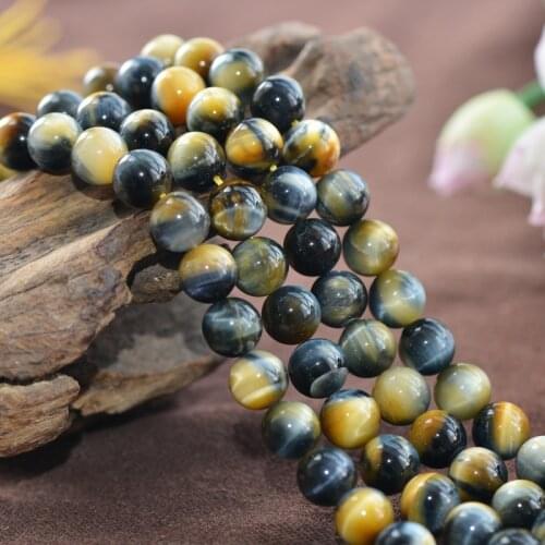 Joanlyn Grade A Natural Blue Yellow Tigers Eye Beads 6mm-16mm Smooth Polished Round 15 Inch Strand TE11